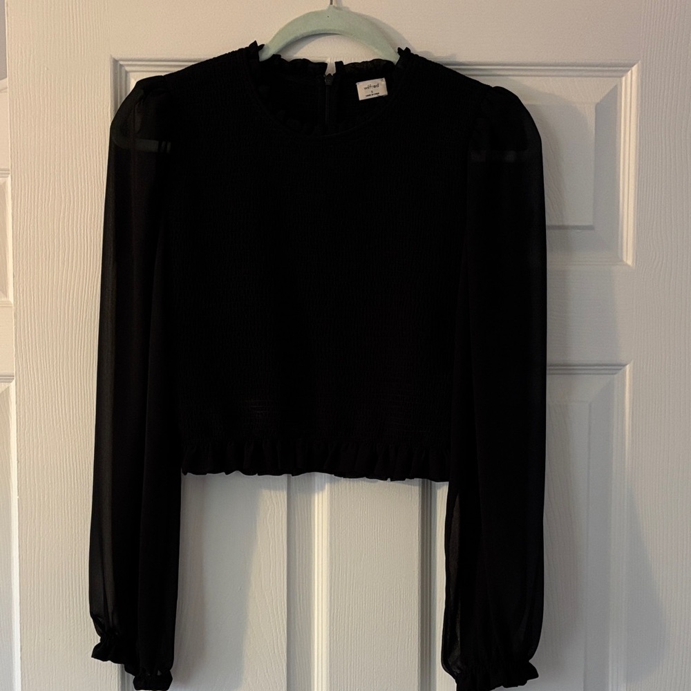 Wilfred Black Sheer Long Sleeve Blouse - Picture 1 of 5